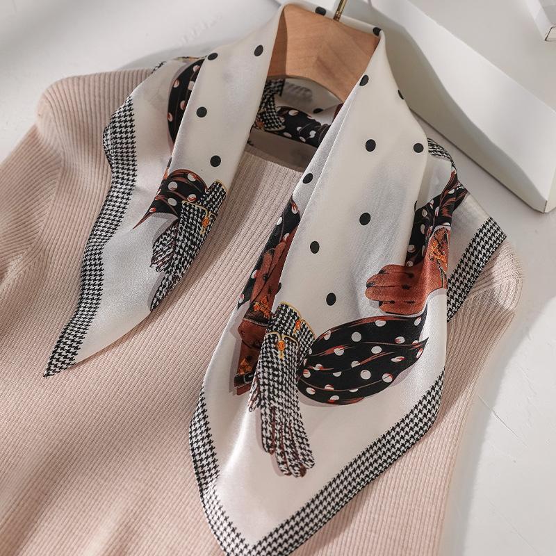 100% silk polka dot printed small square scarf women s spring and summer light luxury versatile French silk scarf light breathable scarf scarf