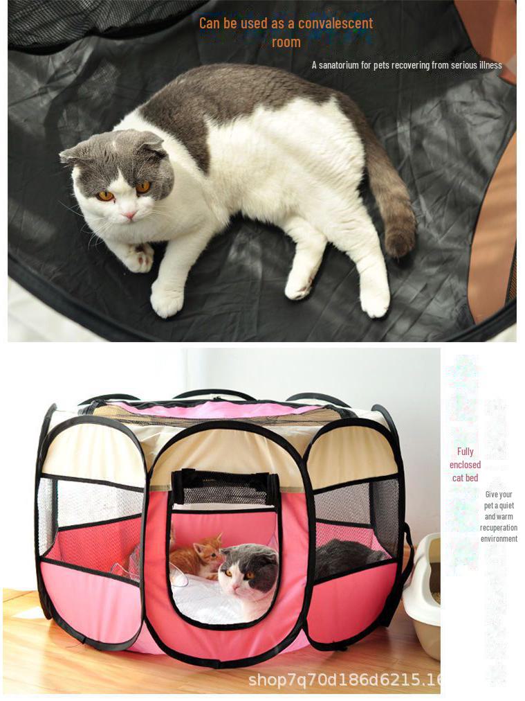Achtkante Dierenren: Opvouwbare Kooi & Bed voor Katten en Honden