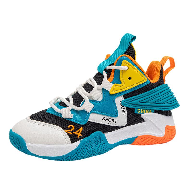 Boys Basketball Shoes 2025 New Children's Mesh Breathable Sports Shoes Boys Casual Shoes Middle and Older Children's Running Shoes Tide