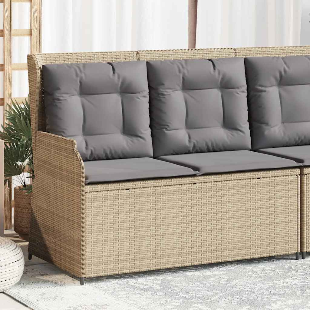Vidaxl Klappbare Gartenbank Mit Kissen, Beige, Polyrattan