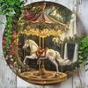 Vintage Carousel Horse Tin Sign, Printed Metal Poster, Weatherproof Wall Decor