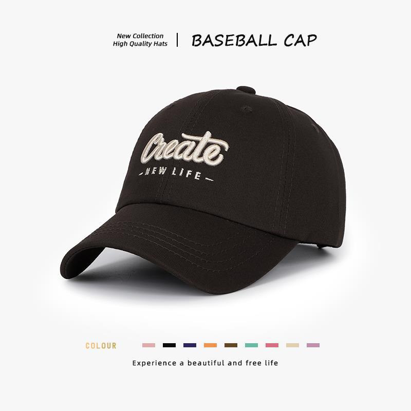 Hat Women's Versatile Face Small Embroidery Alphabet Cap Wide Brim Hard Top Sunshade Sunscreen Baseball Cap Men's Trend