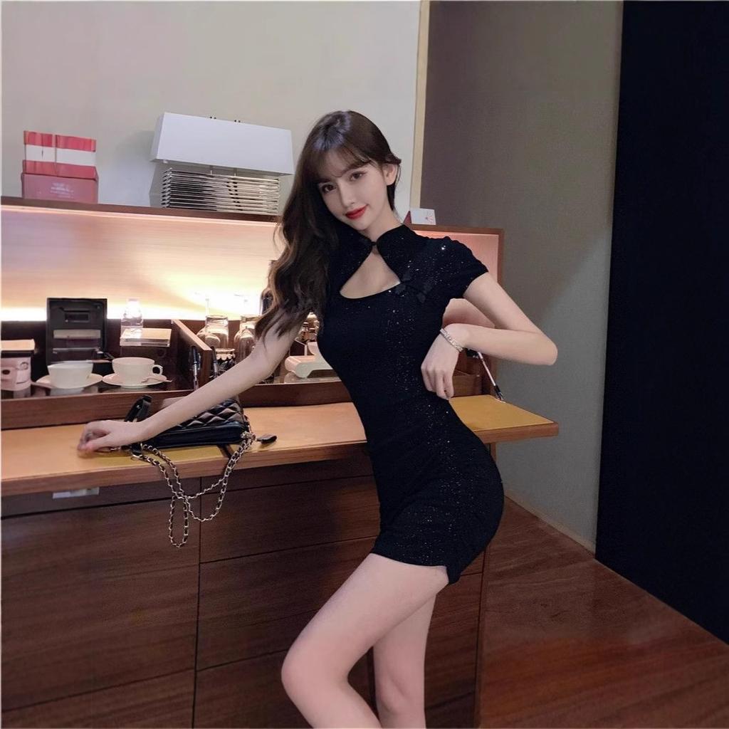 Young girl's improved cheongsam summer new women's temperament sexy short-sleeved tight hip-wrapped dress