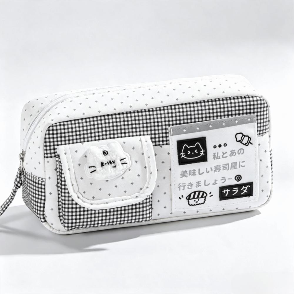 Cartoon Print Pencil Pouch Large Capacity Pen Bag Kawaii Pencil Case Elementary School