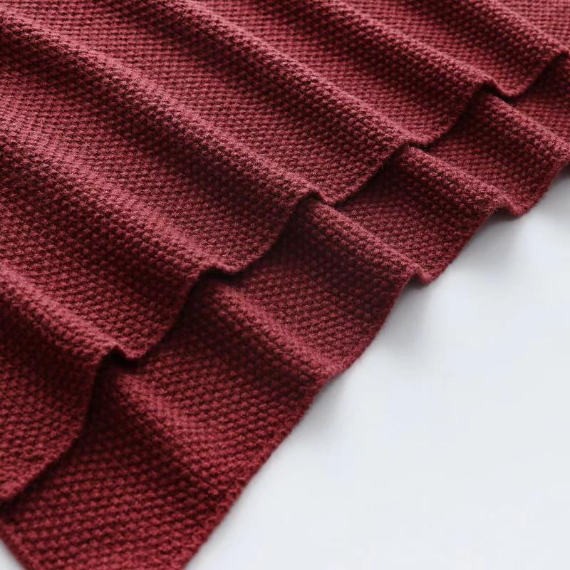 IHUASU Women's Autumn and Winter Solid Colour Pullover Large Size V-Neck Knit Sweater Street Hipster Sweater