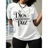 Dove Religious Jesus Letter Print T-Shirt Casual Crew Neck Short Sleeve Tee All Season Fashion Top