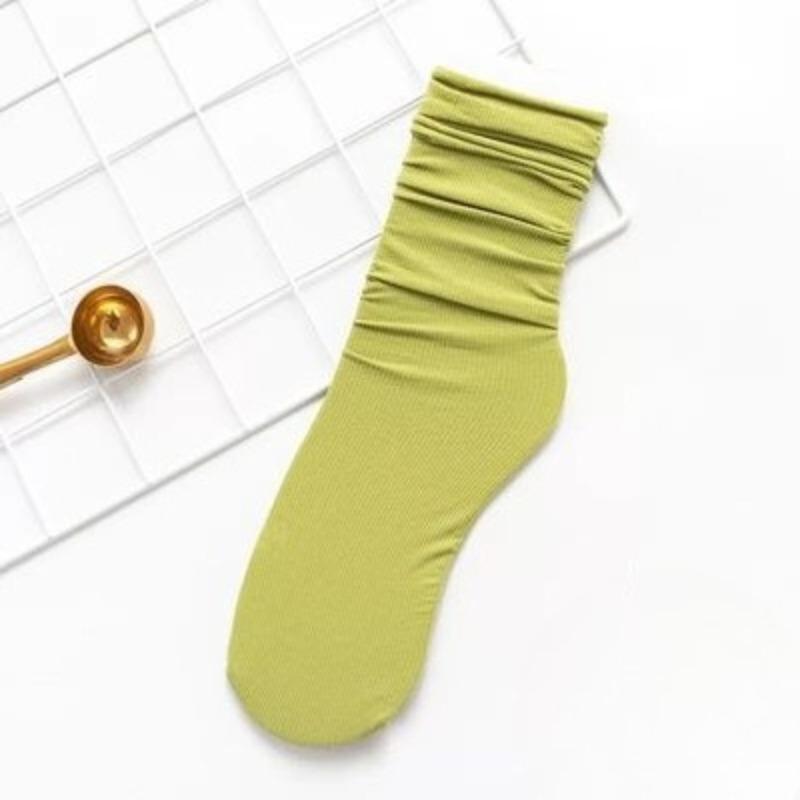 Female Spring and Summer Thin Pure Color Cool Breathable Comfortable Tube Stack Socks