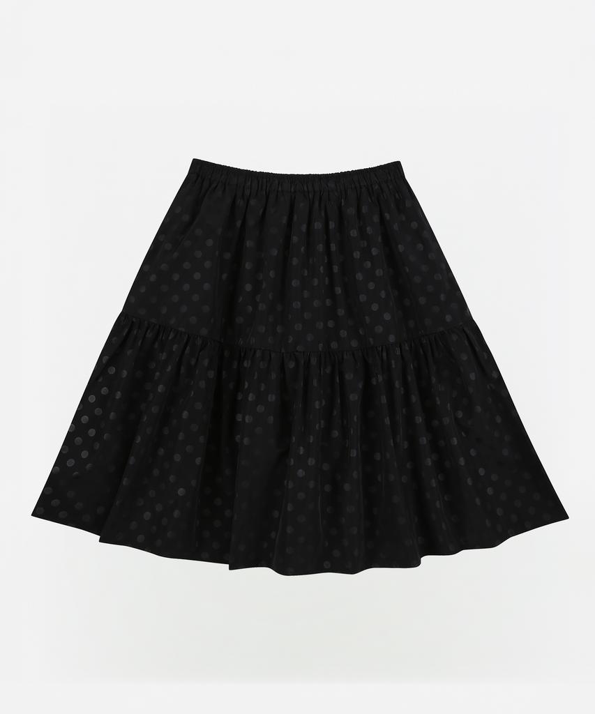 Eobdeulaepeuteu Dot Shirring Kangkang Midi Skirt [Black]