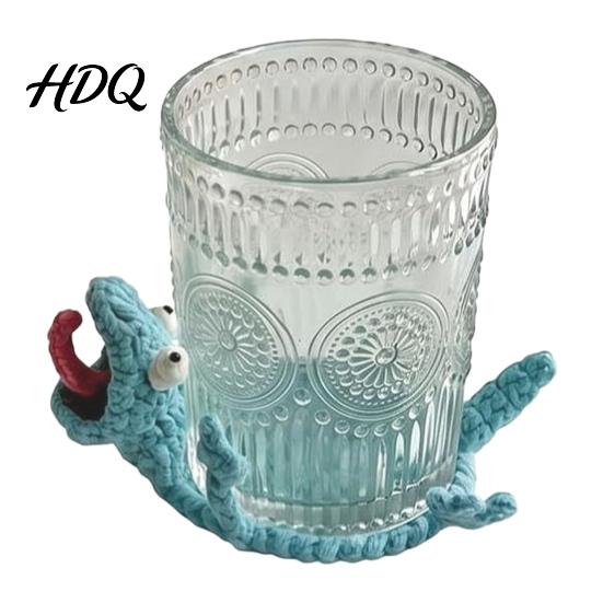 Masa Koruyucu Bardak Altlığı Tığ İşi Kertenkele Bardak Altlığı Komik El Yapımı Hayvan Bardak Altlığı 3D Örgü Sıcak İçecek için Masa Üstü Sevimli Isıya Dayanıklı Dökülmez Mat
