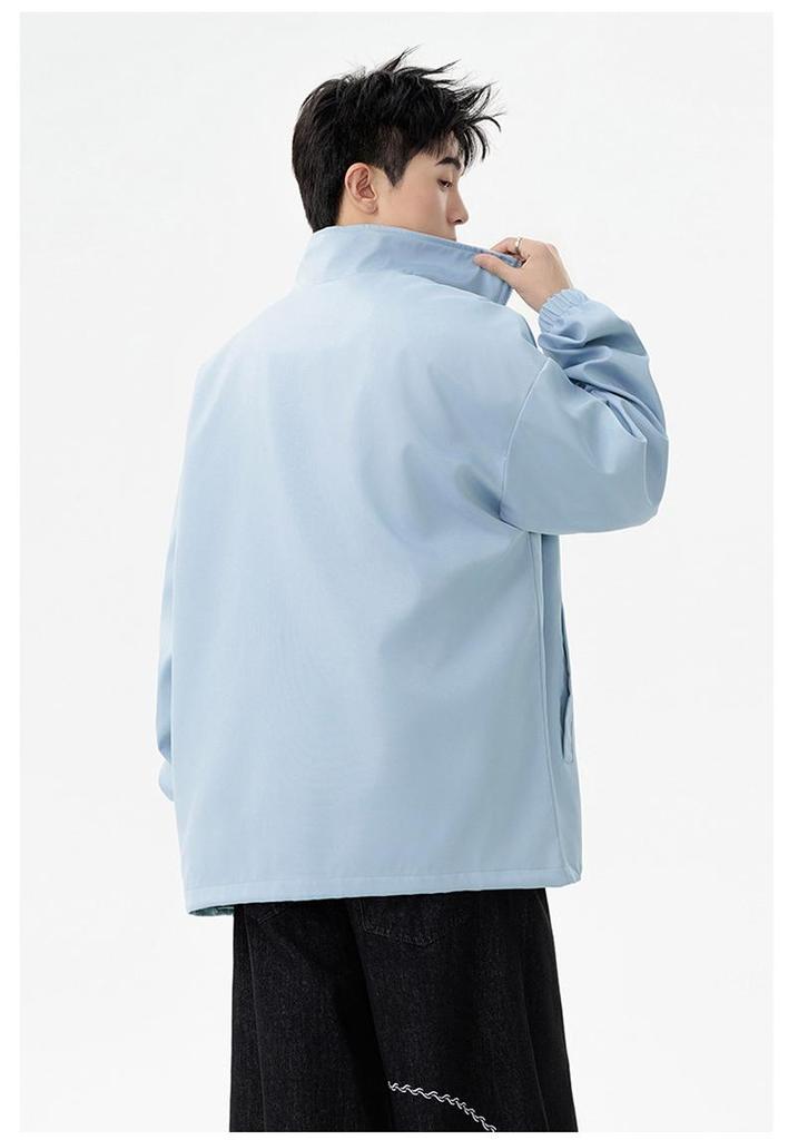 2025 Men's Trendy Color Block Patchwork Jacket - Retro Loose Fit with Lapel for Spring/Autumn