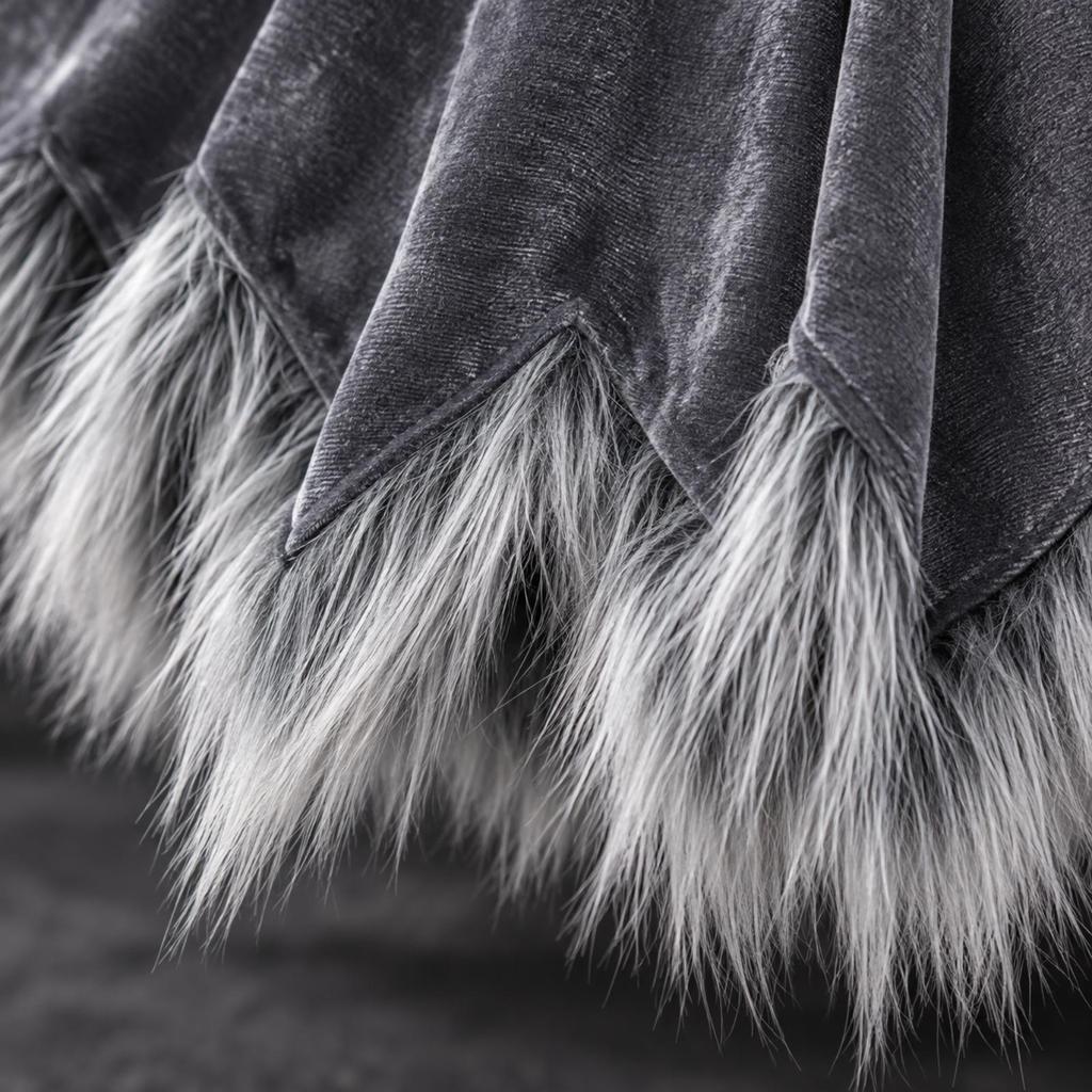 Hooded Wolf Dress with Furry Trim Adult Outfit Faux for Stage Performances