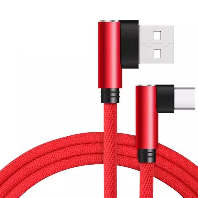 5A USB A-C Cable 90 Degree Elbow Fast Charge Phone Charger Type C Data Cord For Samsung Xiaomi Huawei 40W Quick USB Wire
