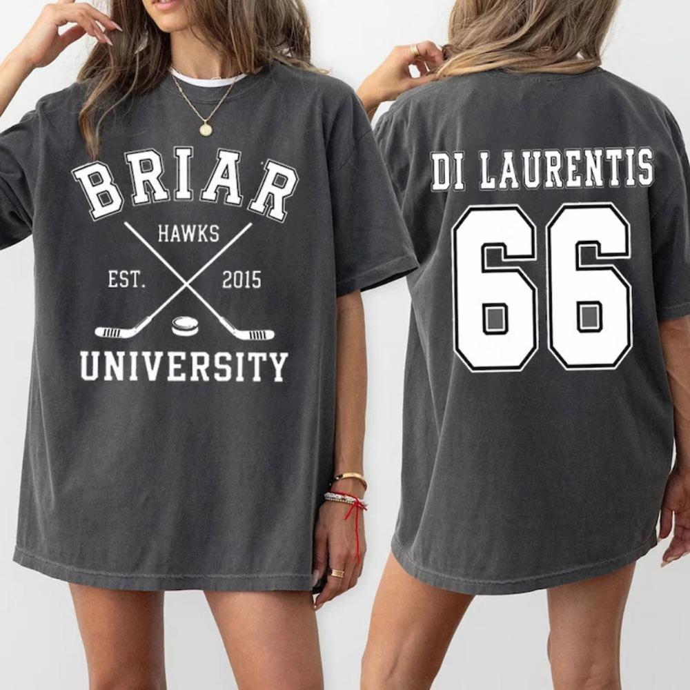 Summer Off-Campus Briar University Hawks Graham Graphics T-shirt Cotton Unisex Men s O-neck Y2K Loose shirt S