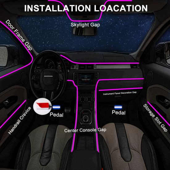 Car LED Strip Lights 5-in-1 Multicolor APP Controlled Car Interior RGB Ambient Light