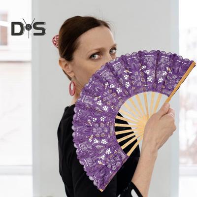 Wentylator składany z koronki w stylu vintage, przenośny, letni, kwiatowy, ręczny, wentylator, dekoracja, rekwizyty do występów tanecznych, akcesoria do kostiumów imprezowych