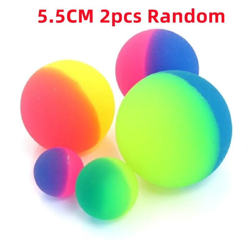 10/4/2Pcs Bicolor Elastic Sphere Plaything Kids Colored Boy Bouncing Sphere Rubber Kids Sport Games Elastic Jumping Ball Birthday Gift