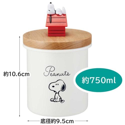 Skater ENC8D-A Enamel Canister with Wooden Lid and Mascot, 750ml, Storage Container, Snoopy
