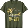 F16 Jet Aircraft Fighter Jet Blueprint Design Cotton Tshirt Casual Unisex Tops Tees Summer Men's Clothing Oversized T-shirt