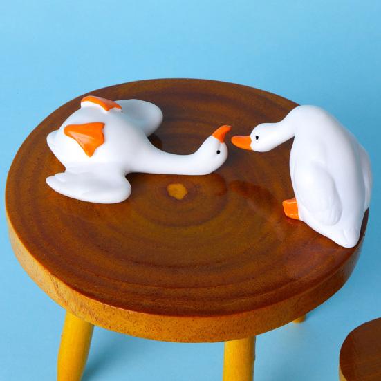 6 szt. Figurka Gęsi z Żywicy Dekoracja Monitora Komputerowego, Kolekcjonerska Urocza Miniaturowa Statuetka Gęsi na Deskę Rozdzielczą Samochodu, Ramkę na Zdjęcia TV, Dekorację Biurka