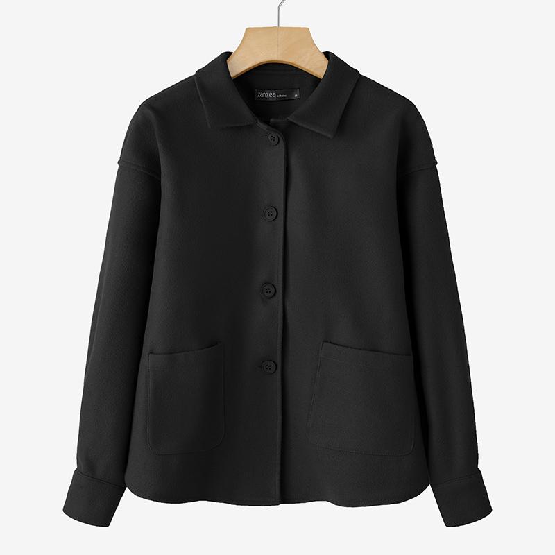 

ZANZEA Женская повседневная тонкая верхняя одежда с отложным воротником и длинным рукавом S чёрный