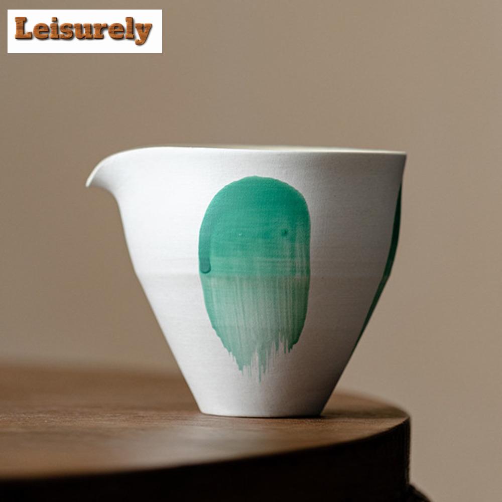 

160ml Japanese Powder Yin Tea Pitcher Handmade Brush Green Divide Tea Fair Cup Cha Hai Justice Cup Tableware Collection Supplies