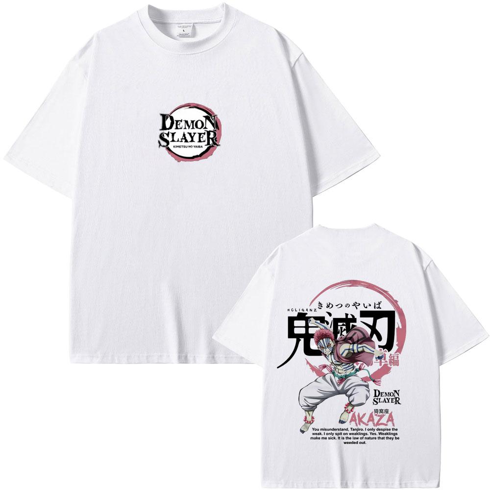 Anime Demon Slayer Akaza T Shirts Summer Unisex Unisex Casual Oversized Short Sleeve Unisex's Fashion Hip Hop T-shirt Male Vintage Tees