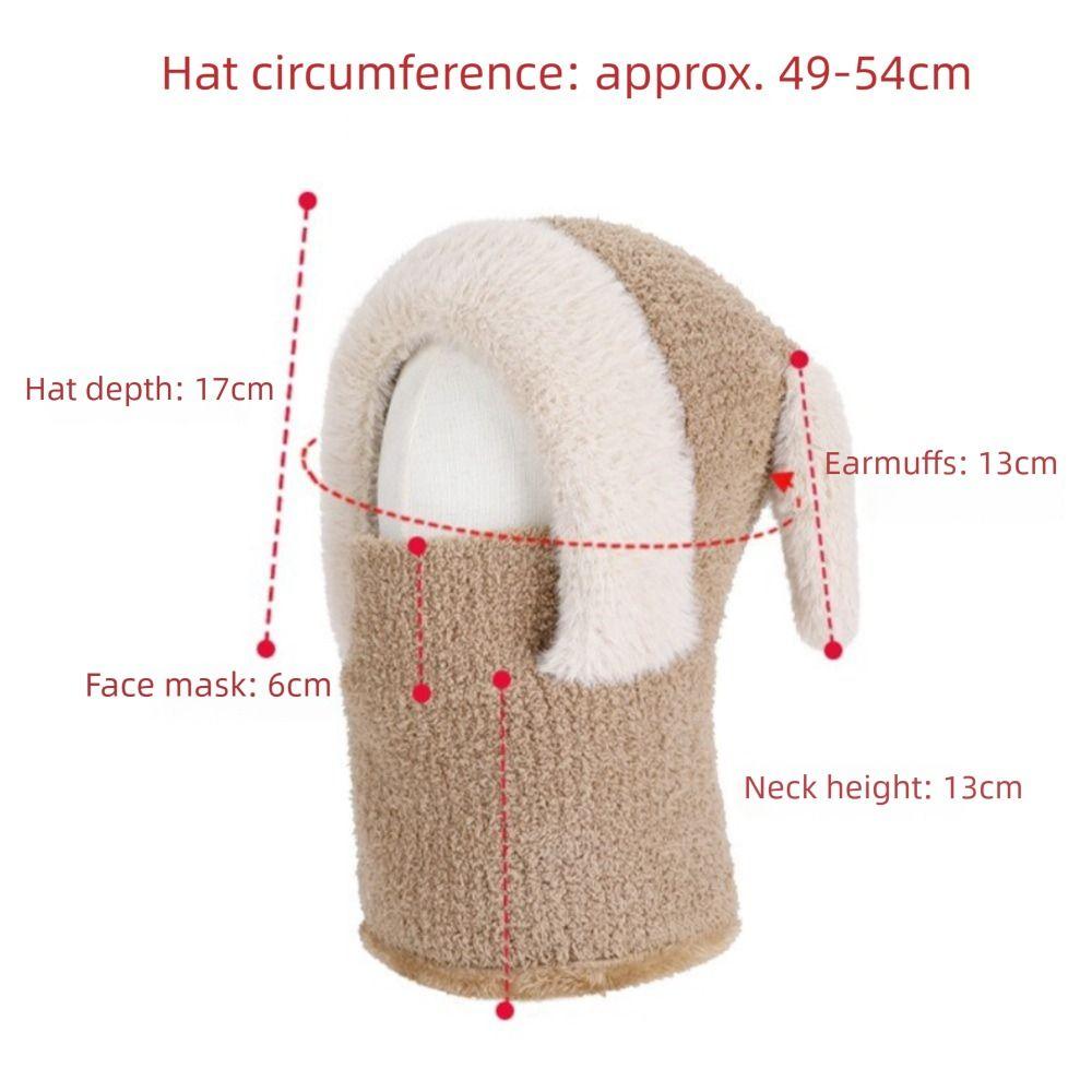 Knitted Beanie Rabbit Ear Winter Hat Warm Ears Pullover Cap Plush Scarf Hat  Kids Winter Wear