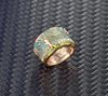 Newest Flower Tree Rings Fashion Gold Pink Opal Green Enamel Wide Ring For Woman Party Crystal Vintage Jewelry