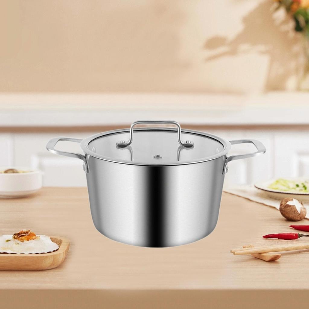 Stainless Steel Soup Pot Riveted Handle Heavy Duty Stockpot for Seafood 20cm