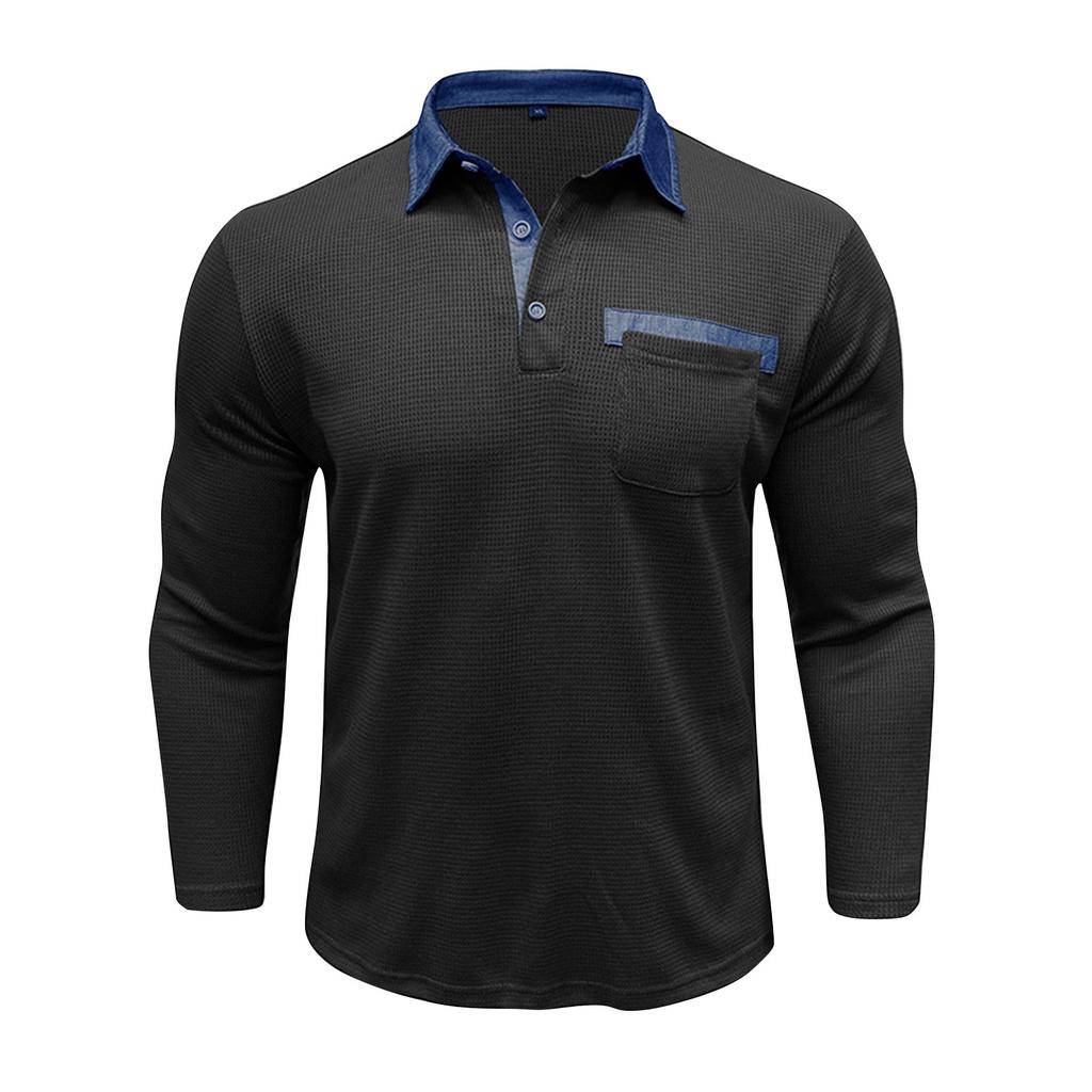 Men's Spring Solid Color Long Sleeve Lapel Shirt Men's Casual Fashion Shirt