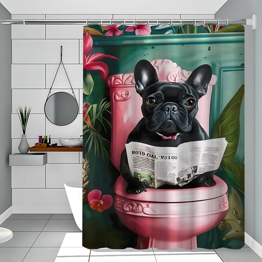 

Funny Toilet Animals Cat Dog Flamingo Bear Tiger Reading Modern Shower Curtain Bathroom Decorative Polyster Shower Curtain 90x180 cm