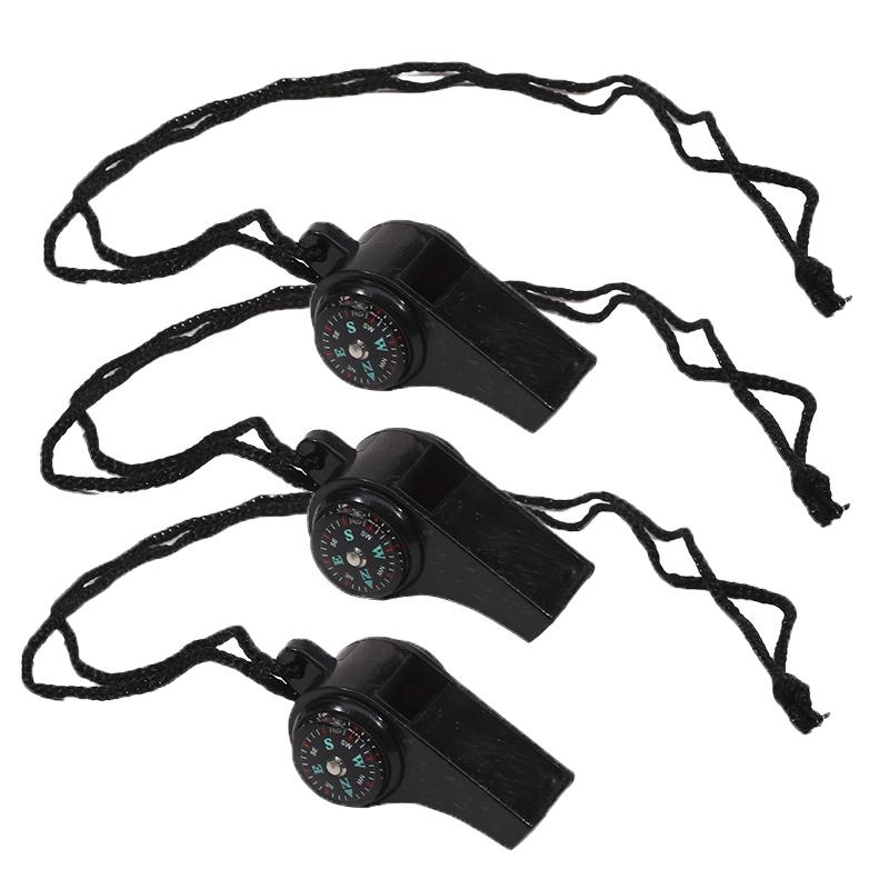 3 in 1 Emergency Survival Whistle Outdoor Multifunctional Whistle with Compass Thermometer Referee Whistle Camping Hiking Tools