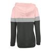 Women's Casual Drawstring Loose Long Sleeve Color Block Hooded Top
