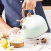 3L Stainless Steel Whistling Kettle With Wooden Handle Tea Coffee Boiling Modern Kitchen Stovetop Water Pot