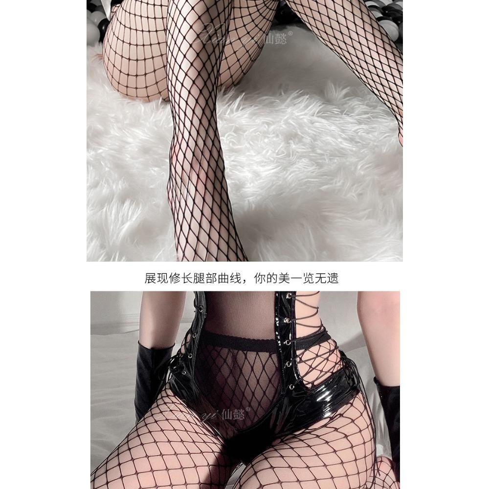 Xianyi Sexy Sexy Black Stockings Full Body One-piece Open Temptation Free Flirting Big Eyes Mesh Socks Women's Large Size W12