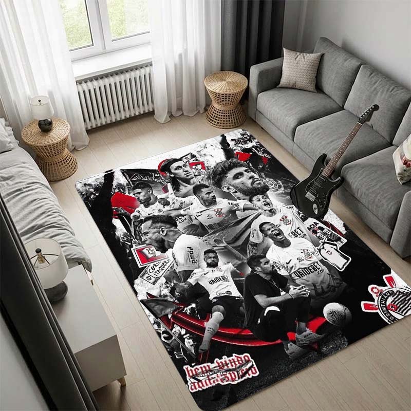 Sport Club Corinthians Paulista Football Club Red Lava Area Rug, Anti-slip Floor Mat, Soccer Fan Home Decor Carpet for Living Room Bedroom Sofa