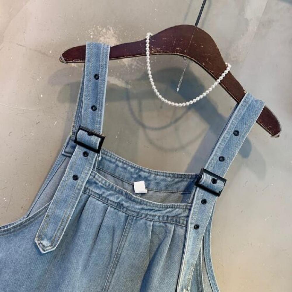 C S In The Room buCkle adjuStable Denim Overall ShortS C
