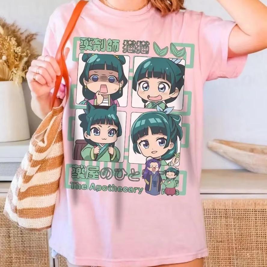 Summer Hot Sale Anime The Apothecary Diaries Maomao Chibi Graphic T-shirt Y2K Unisex Print Crew Neck Short Sleeve Lightweight Casual T Shirt