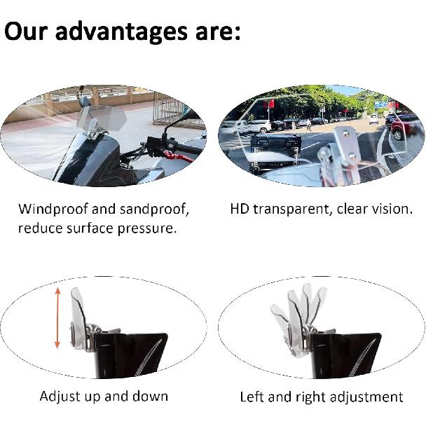 Universal Motorcycle Windshield Extension Adjustable Spoiler Windscreen Extender for Motorcycle(Light Gray)