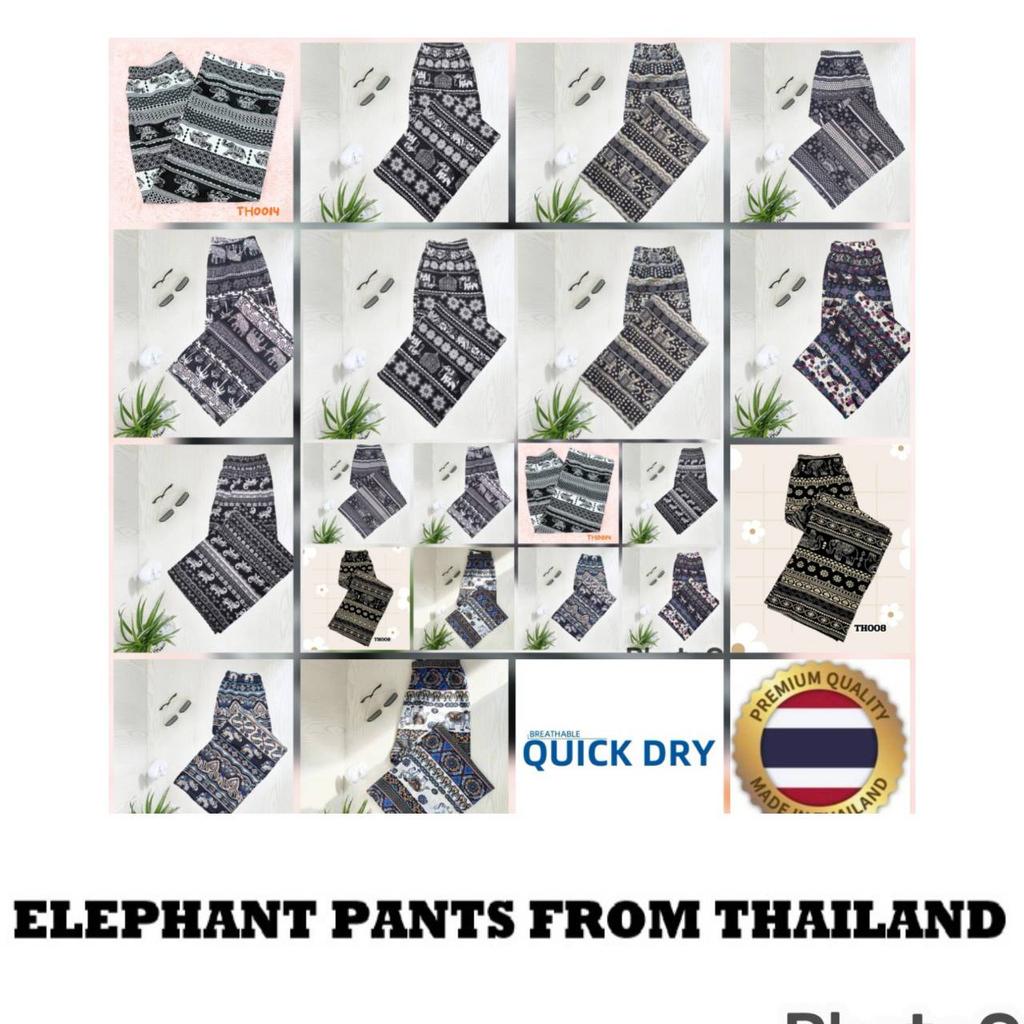 Elephant Pants Adjustable Elastic High Waistband Strap Loose Leg Unisex Man Women Print Thailand Casual Streetwear Beach Bohemian Retro Vintage