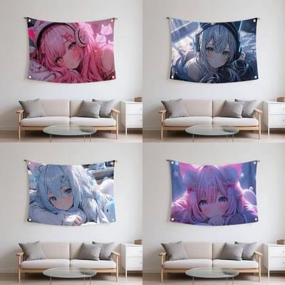 Gaming Anime Girls Flag Banners Garage Car Tapestry Flag Garage Outdoor Decor Bedroom