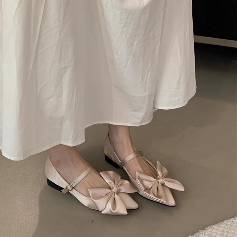 Fashion SUOJIALUN 2025 Spring New Brand Women Flat Shoes Fashion Big Bow-knot Ladies Elegant Mary Jane Shoes Square Low Heel Boat Shoes