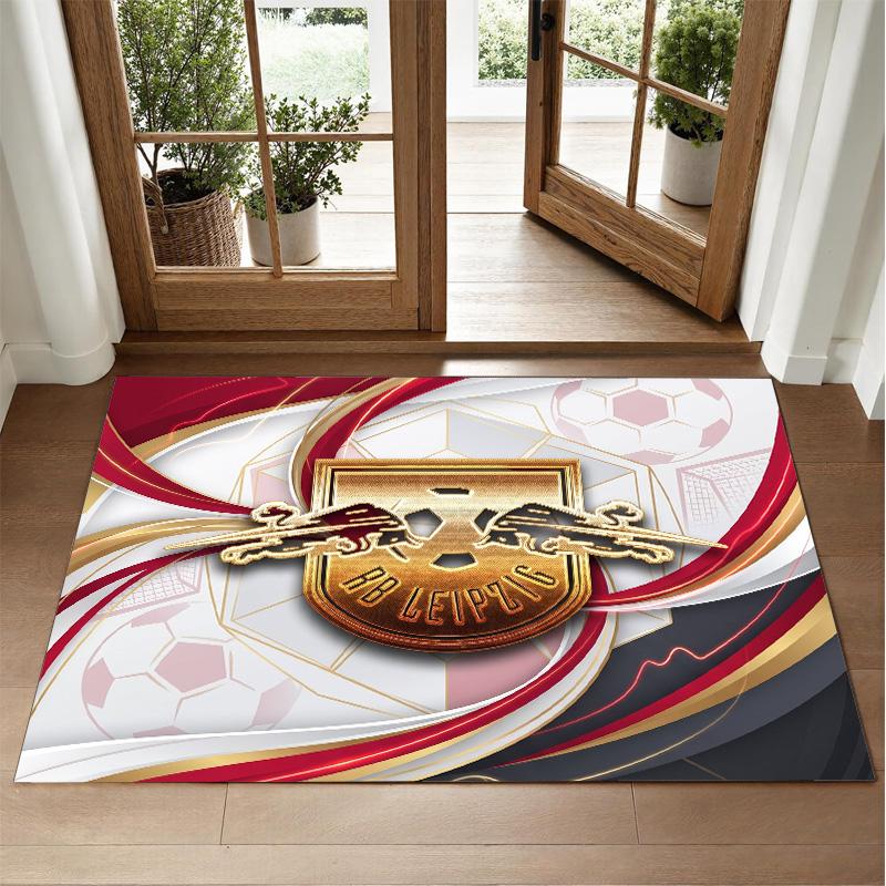 RB Leipzig Football Design Crystal Velvet Rug Soft Decorative Mat for Bedroom Entrance