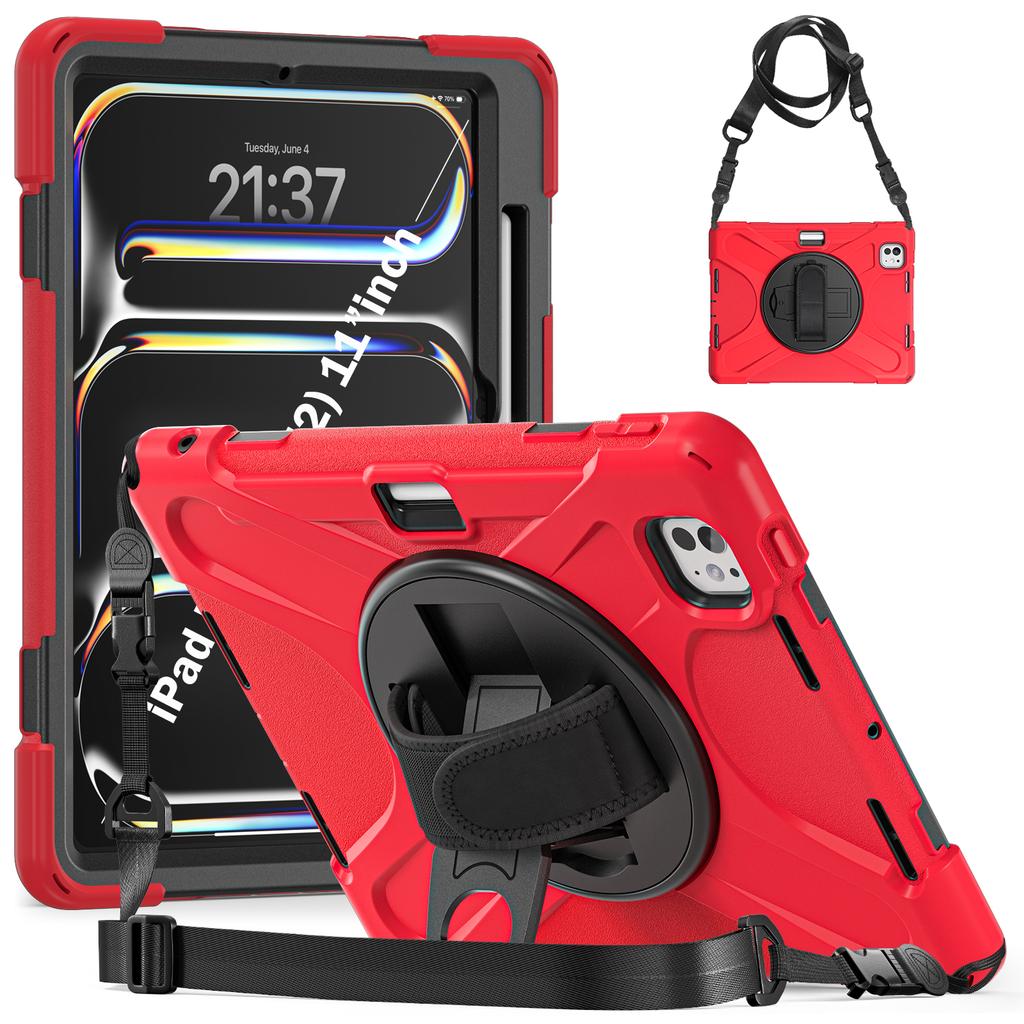 360 Rotating Case Universal for IPad Pro11 2025 M5 2024 M4 A3357 A3358 A3359 A2836 A2837 A3006 Rugged Stand Cover Shoulder Strap