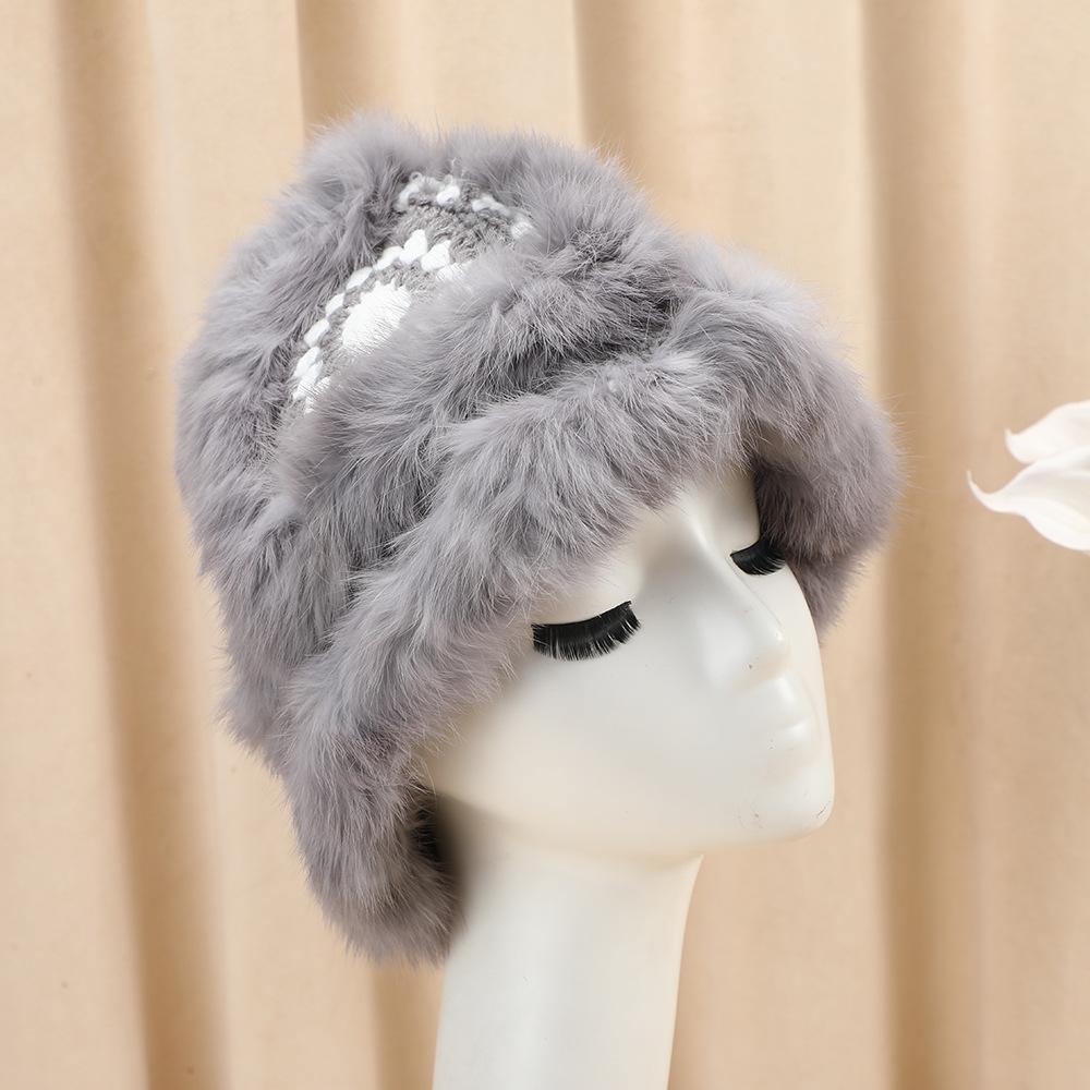 Korean Style Thickened Fashionable Cute Soft Plush Hat Cartoon Lion Dance Fisherman Hat Warm Ear Flap Rabbit Fur Knitted Hat