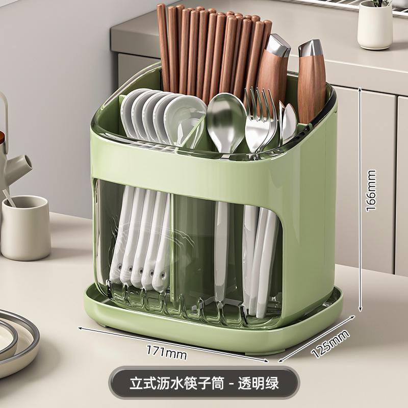 Kitchen Chopstick Cartridge Household Drain Transparent Rack Storage Box for Knives, Forks and Spoons Chopsticks Cage Basket Bucket Wall Hanging