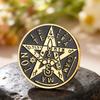 Dawapara Tetragrammaton Pentagram Brooch Pins Sacred Symbol Protection Amulet Stainless Steel Brooches Accessories