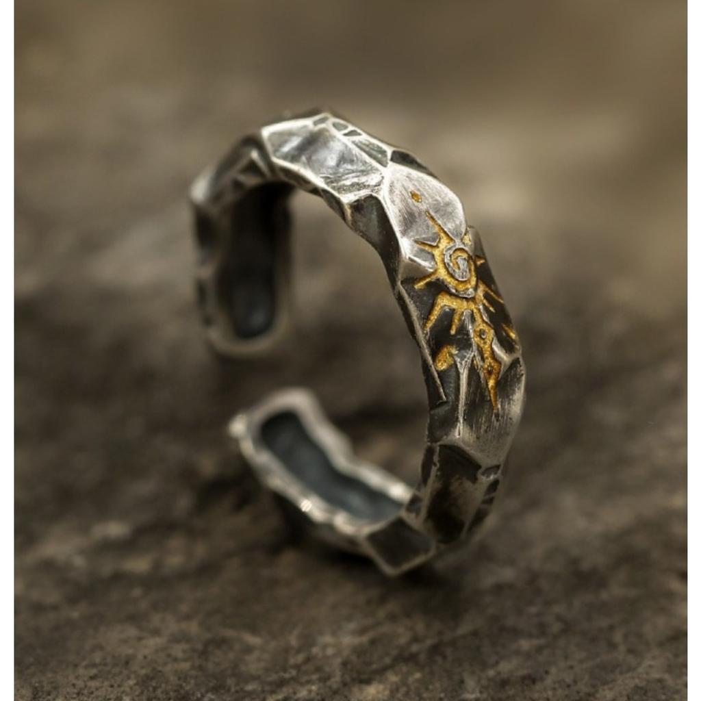 Anello Totem Pietra dei Desideri Regolabile, Gioielli Punk in Acciaio Inossidabile per Donne Uomini, Vestibilità Comoda Usura Quotidiana Idea Regalo