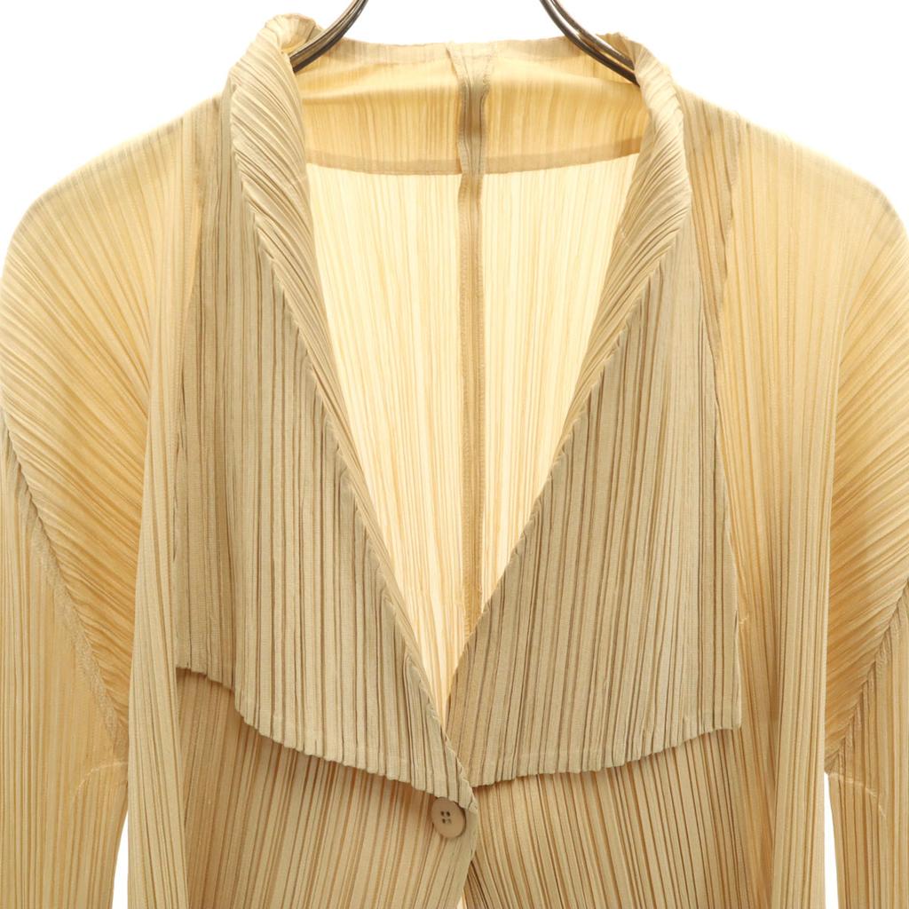 PLEATS PLEASE Made In Japan Long Sleeve Pleated Jacket 3 Beige Women Used