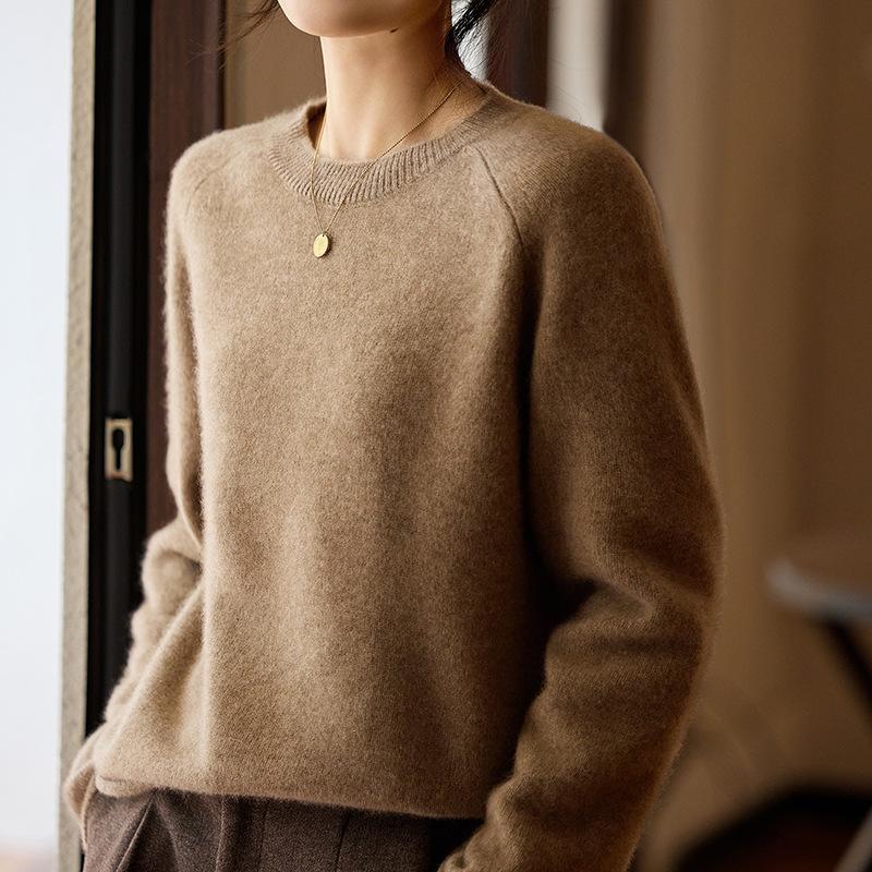 Spring Wide Round Neck Wool Solid Color Knitted Sweater Wool Thin Backing Shoulder Wool Batch Tide